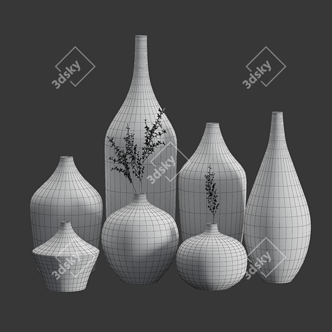 Charred Oak Bud Vases (Ash & Plumb) 3D model image 6