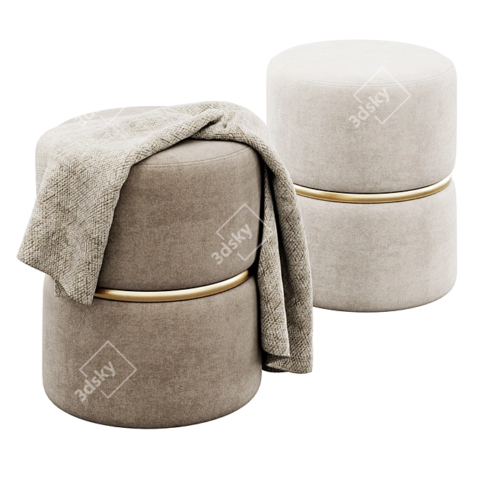 Duhome Grand Rapids Round Ottoman 3D model image 1