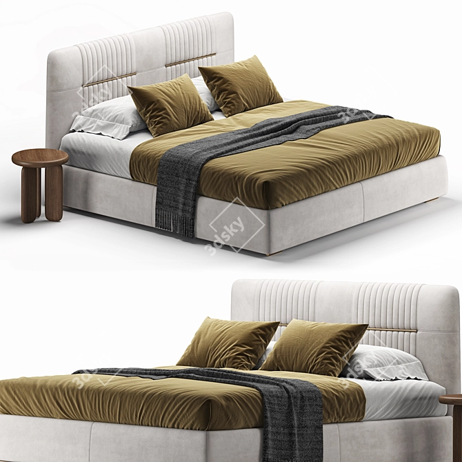 Omer Modern Upholstered Italian Bed 3D model image 2