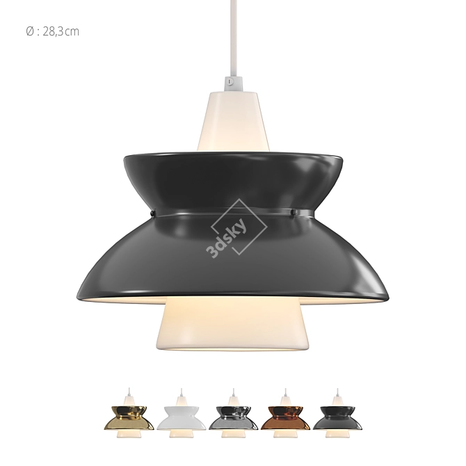 Modern Doo-Wop Pendant Luminaire 3D model image 1