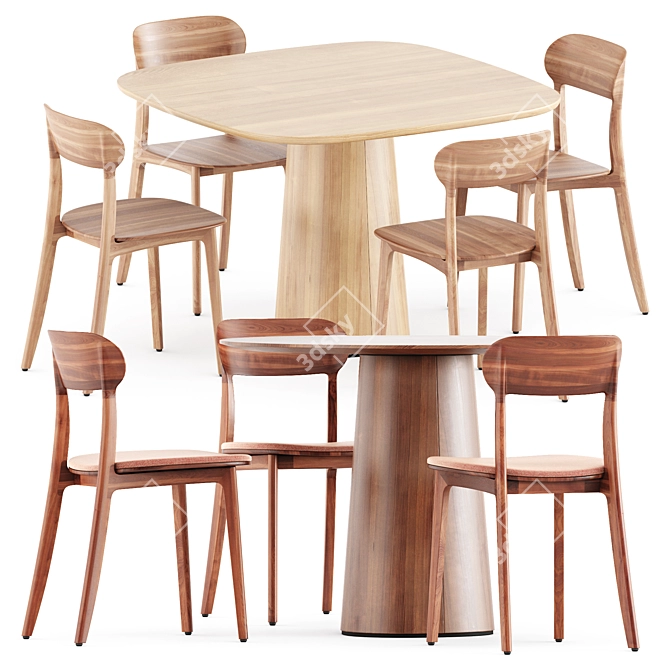 Trendy and Compact Dining Set 3D model image 1