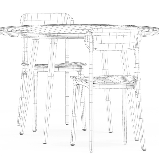 Trendy and Compact Dining Set 3D model image 5