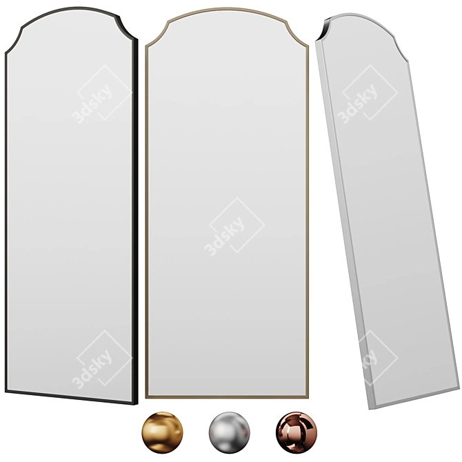 Emmy Narrow Brass Arch Mirror 3D model image 1