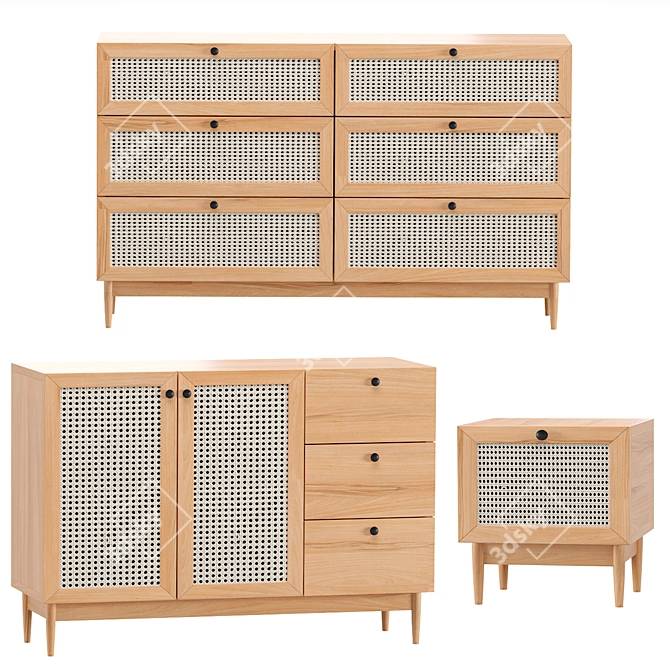 Roshal Divan Chest of Drawers 3D model image 1