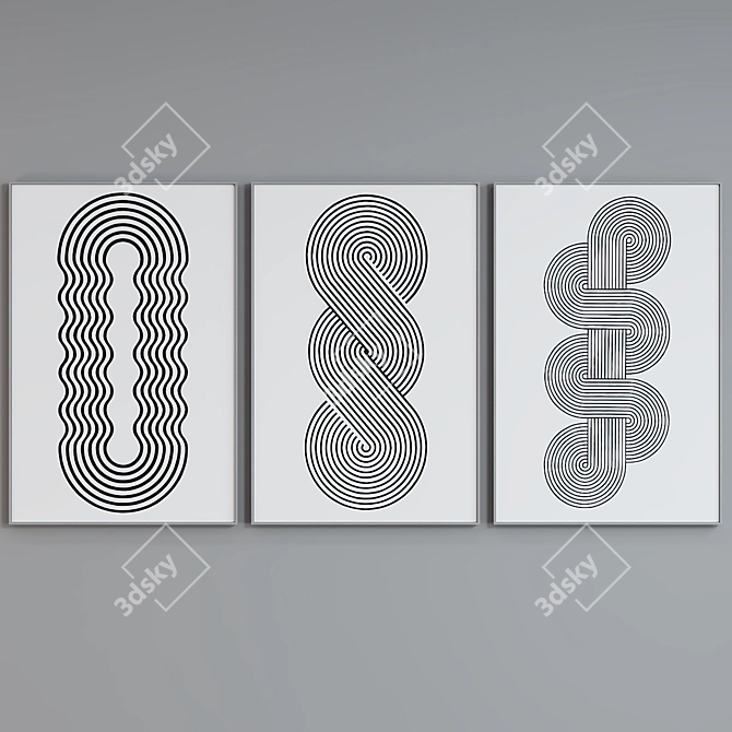 Modern Abstract Line Design Picture Frame Set 3D model image 3