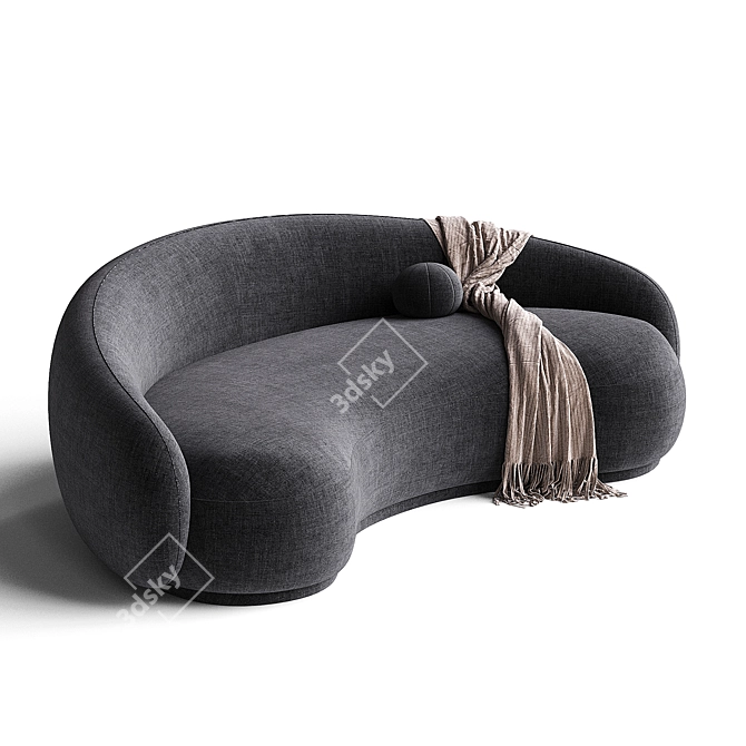 Modern Curved Bouclé Sofa 3D model image 3