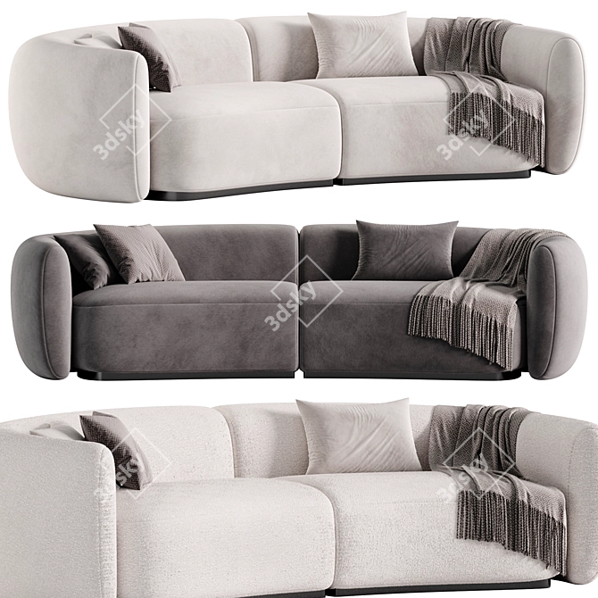 Stylish 3-Seater Fabric Sofa 3D model image 1