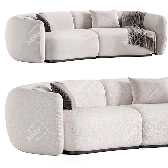 Stylish 3-Seater Fabric Sofa 3D model image 2