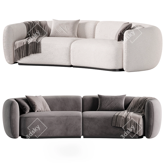 Stylish 3-Seater Fabric Sofa 3D model image 3