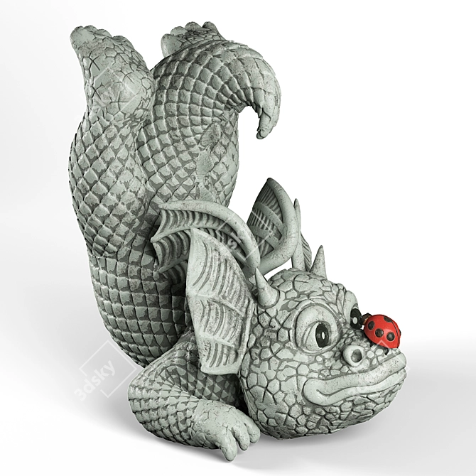 Dragon Garden Sculpture with Ladybug 3D model image 1