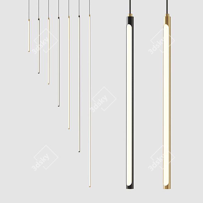 Cylindrical LED Pendant Light 3D model image 1