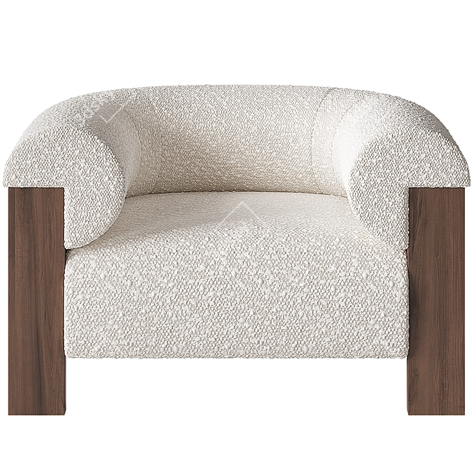 Eldon Boucle Armchair in Walnut 3D model image 3