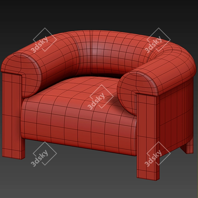 Eldon Boucle Armchair in Walnut 3D model image 4