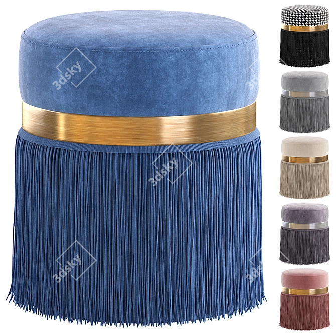 Elegant Blue Pouf Arwen 3D model image 1