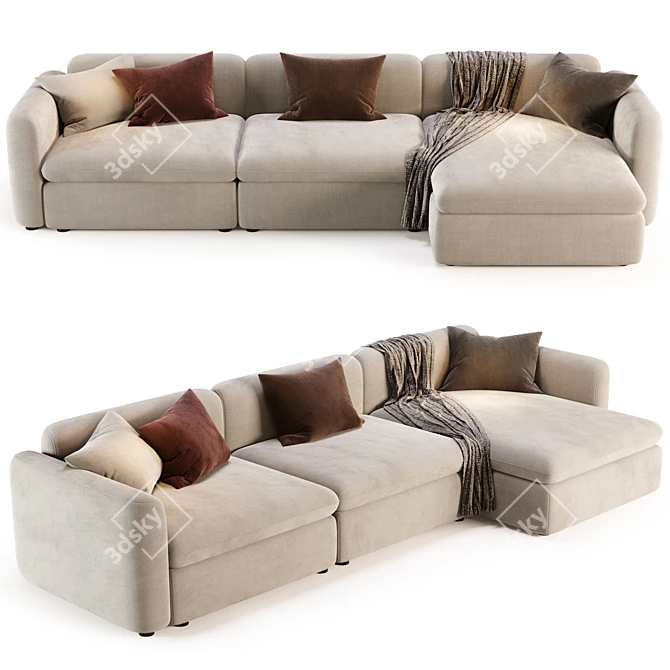  Elegant BOTERO Sofa with Chaise 3D model image 4