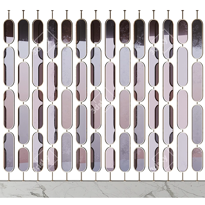 Decorative Glass Partition Panel 3D model image 3