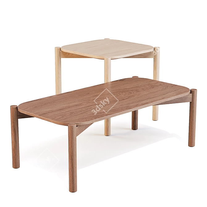 Karimoku: Castor Solid Oak Nesting Tables 3D model image 1