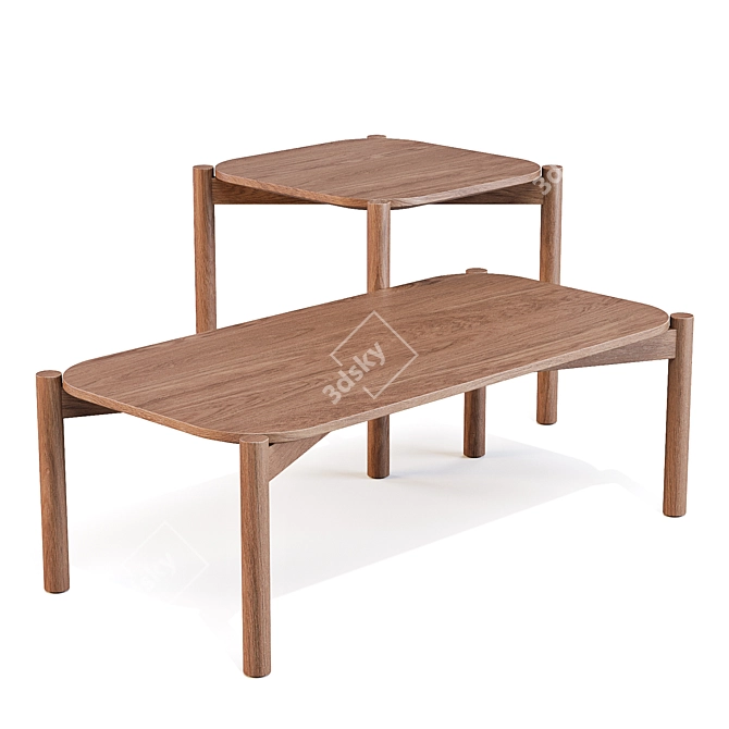 Karimoku: Castor Solid Oak Nesting Tables 3D model image 3