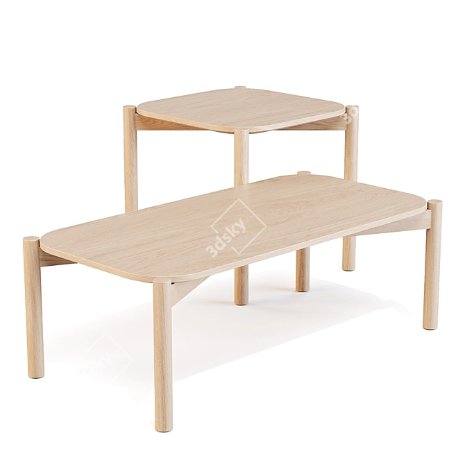 Karimoku: Castor Solid Oak Nesting Tables 3D model image 4