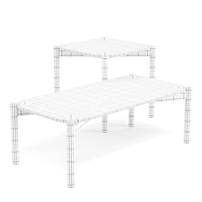 Karimoku: Castor Solid Oak Nesting Tables 3D model image 6