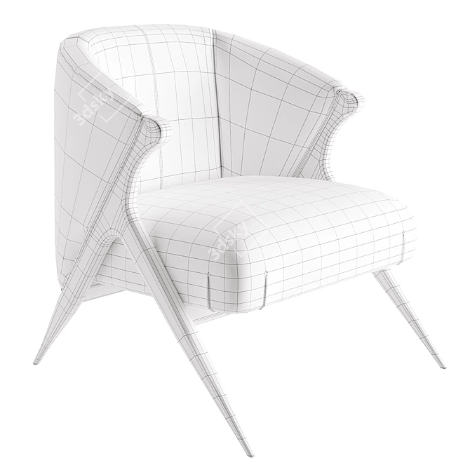 Velvet and Pine Art-Deco Armchair 3D model image 10