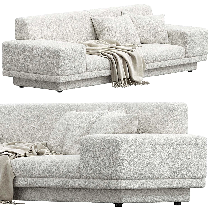 Cozy Ivory Boucle Sofa 3D model image 1