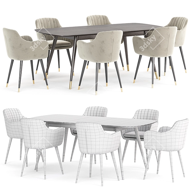 Modern Dining Set Collection 3DS Max 3D model image 4