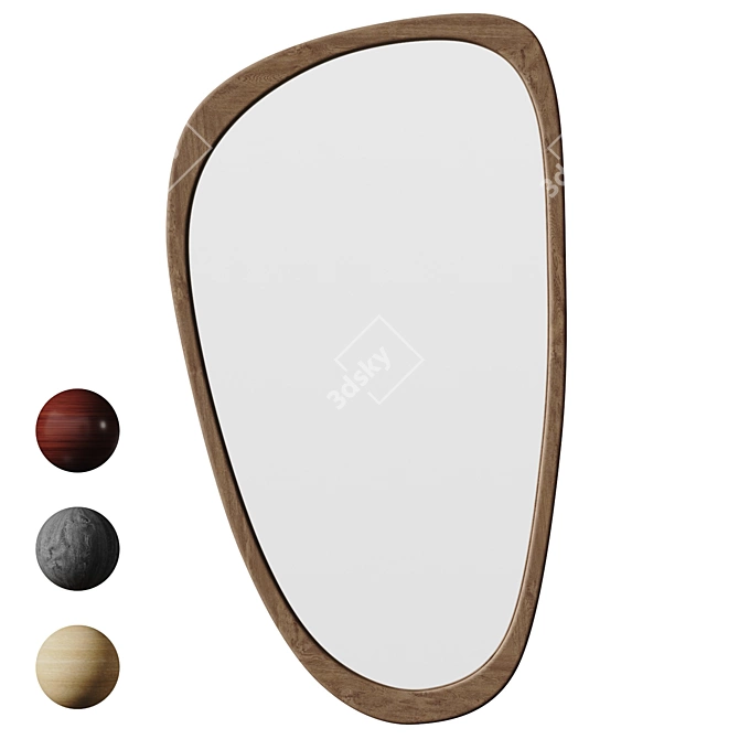 Mid-Century Wood Frame Wall Mirror 3D model image 1