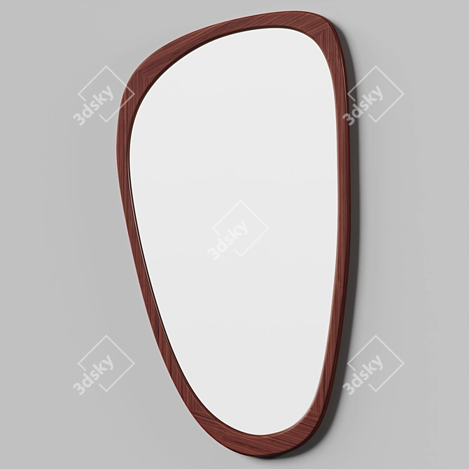 Mid-Century Wood Frame Wall Mirror 3D model image 2