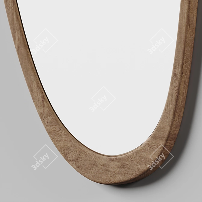 Mid-Century Wood Frame Wall Mirror 3D model image 3