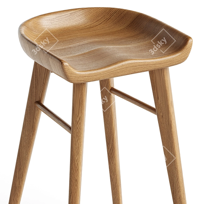 Organic Modernism Taburet Bar Stool 3D model image 2