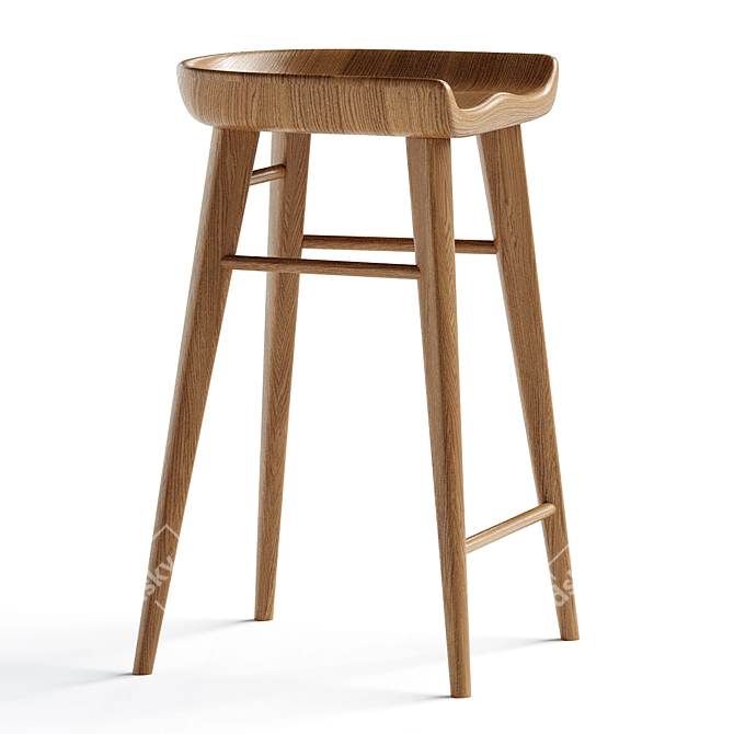 Organic Modernism Taburet Bar Stool 3D model image 3