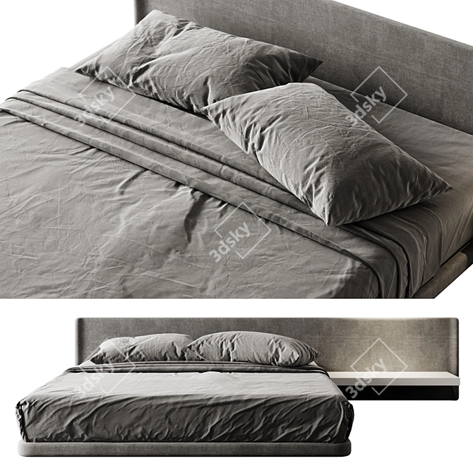 Modern Bedframe Set Wall-mount 3D model image 2