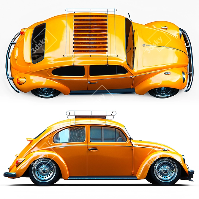 Volkswagen Beetle Low-Poly Model 3D model image 4