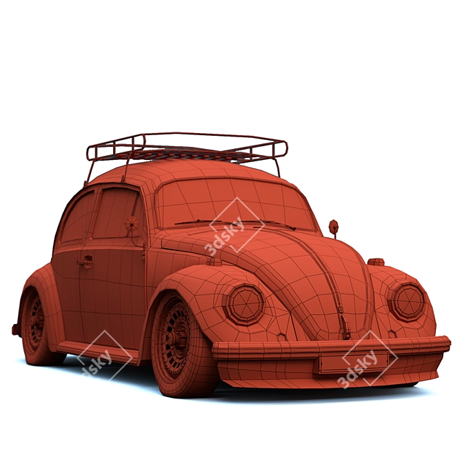 Volkswagen Beetle Low-Poly Model 3D model image 6