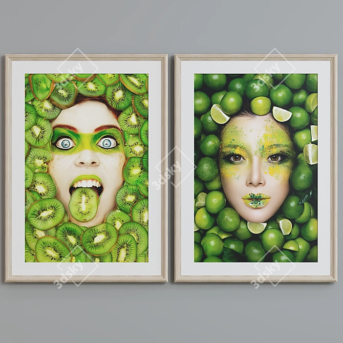 Modern Fruit Portrait Picture Frame Set 3D model image 2