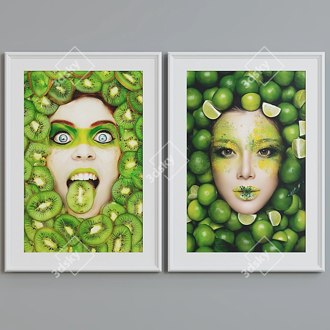 Modern Fruit Portrait Picture Frame Set 3D model image 3