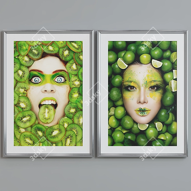 Modern Fruit Portrait Picture Frame Set 3D model image 5