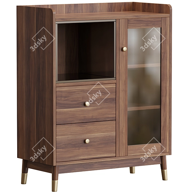 Elegant Walnut Sideboard with Storage 3D model image 1