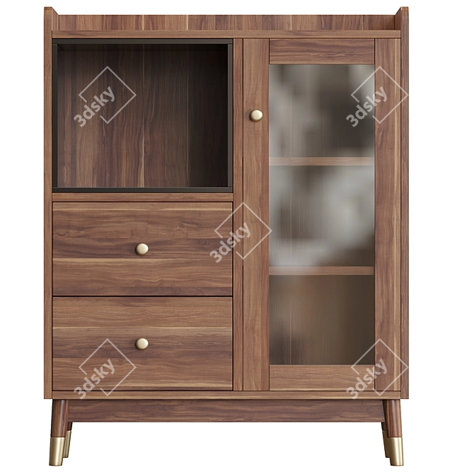 Elegant Walnut Sideboard with Storage 3D model image 2