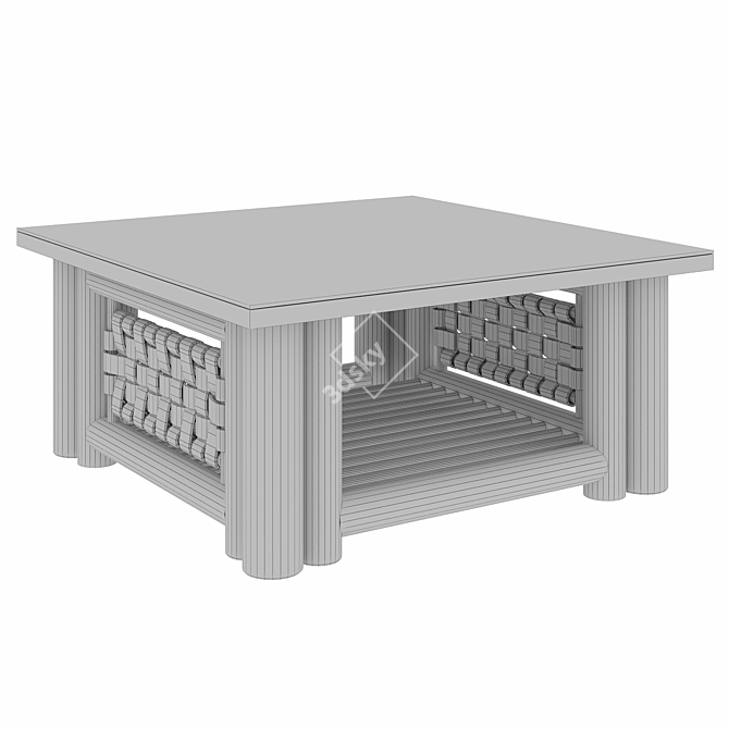 Modern Bamboo Coffee Table Set 3D model image 7