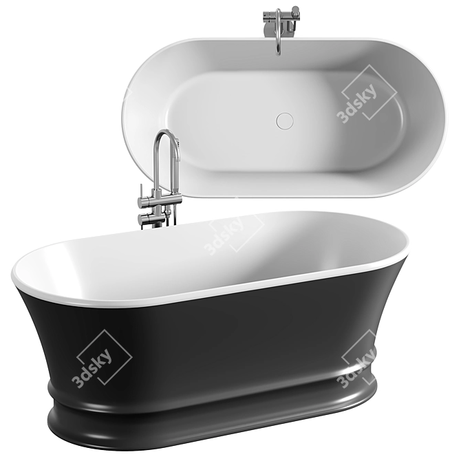 Luxurious Oval Stone Bathtub 3D model image 2