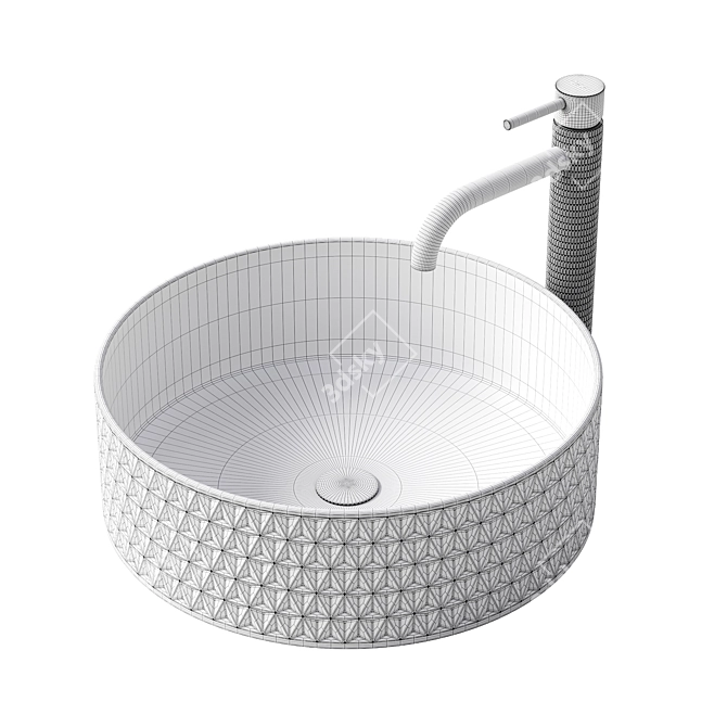 Modern Crystal Washbasin Set 3D model image 3