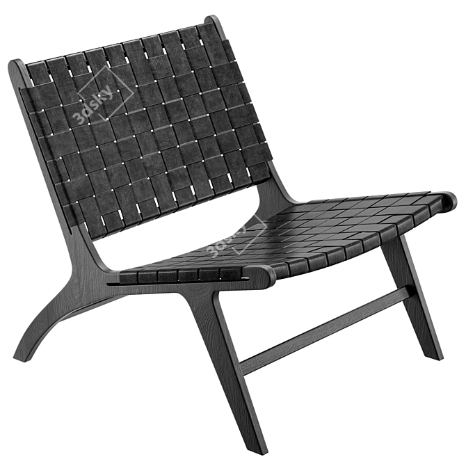 Modern Leather and Mahogany Chair 3D model image 1