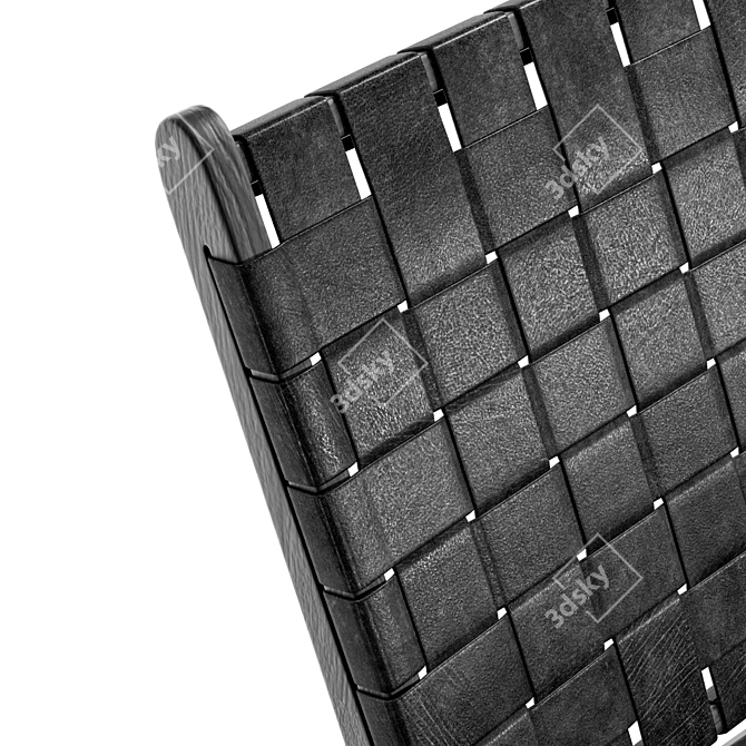 Modern Leather and Mahogany Chair 3D model image 2