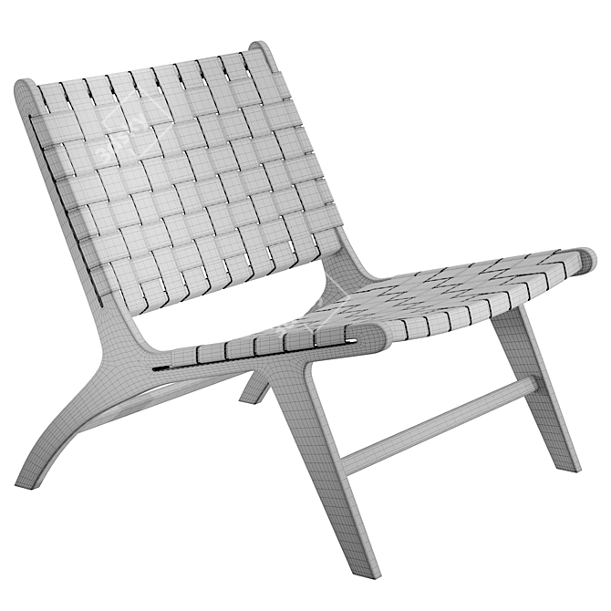 Modern Leather and Mahogany Chair 3D model image 3