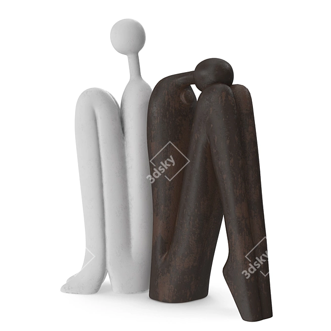 Graceful Sitting Stickman Figurine 3D model image 1