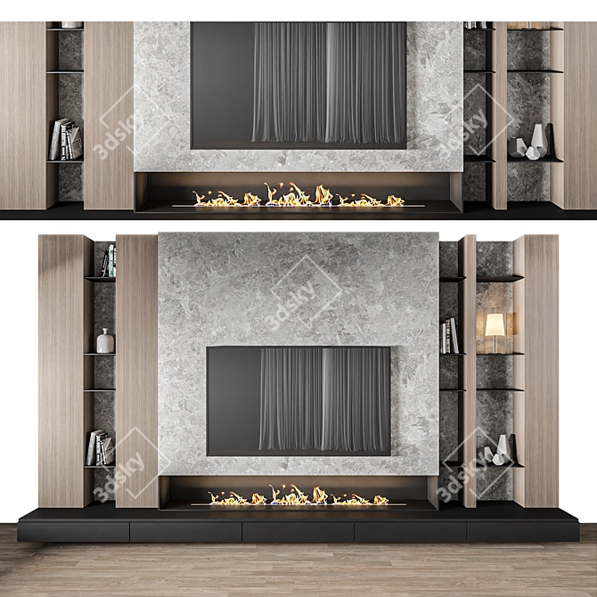 Modern 3D TV Wall Design 3D model image 1