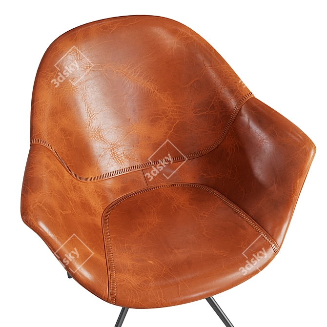 Vintage Swivel Chair Camel Leather 3D model image 3