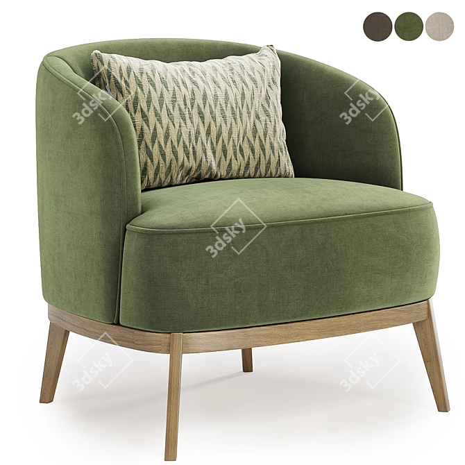 Elegant Megan Armchair in 3 Fab Colors 3D model image 1